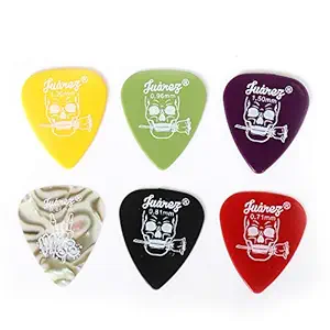 JUAREZ JAP60 Guitar Plectrums Pick Set of Various Thickness, 6 Pieces (Celluloid + ABS), Colours Random