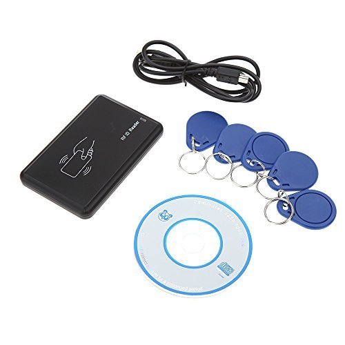 KKmoon Berührungslose 14443A Karte Encoder IC Kartenleser Schreiber Kartenlesegerät mit 5pcs Karten 5pcs Schlüsselanhänger USB Schnittstelle 13.56MHZ RFID