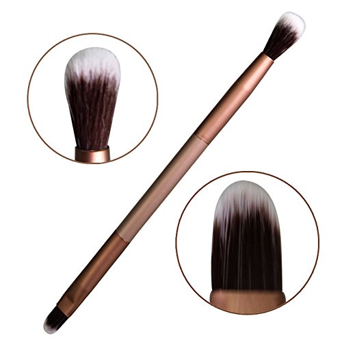 Olym Store Dual-head Dual-purpose Aluminum Tube Handle Nylon Fiber Cosmetic Brush Golden
