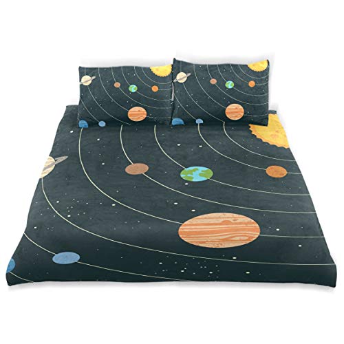 DragonSwordlinsu COOSUN Kids Solar System Universe Duvet Cover Set Breathable Twin size Cover Decorative 3 Piece Bedding Set with 2 Pillow Standard Size Pillow Cover for Children Teens