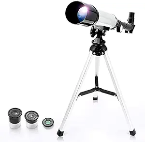 Deoxys Kids Telescope, Outdoor 90X HD Zoom Astronomical Telescope Merkmak Educational Telescope with Tripod 360 / 19mm Scope for Beginner Kids (Silver)