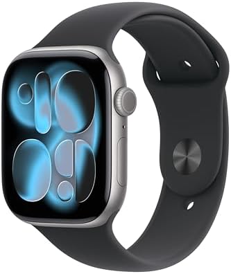 Apple Watch Series 11 GPS, Cassa 46 mm in alluminio grigio siderale con Cinturino Sport nero - M/L