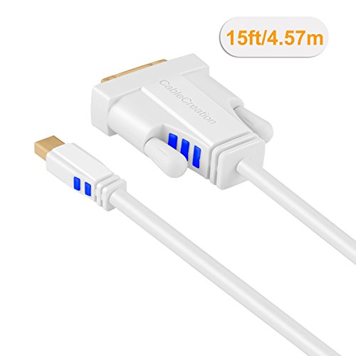 Mini DP auf DVI, cablecreation Gold Mini DisplayPort (Thunderbolt Port Kompatibel) zu DVI Kabel für Mac Book, iMac und mehr, 15 ft/4,5 m (weiß & blau) - 3