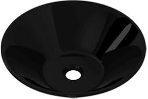 vidaXL Lavabo de Baño Redondo sobre Encimera Cerámica Negro Lavamanos de Aseo