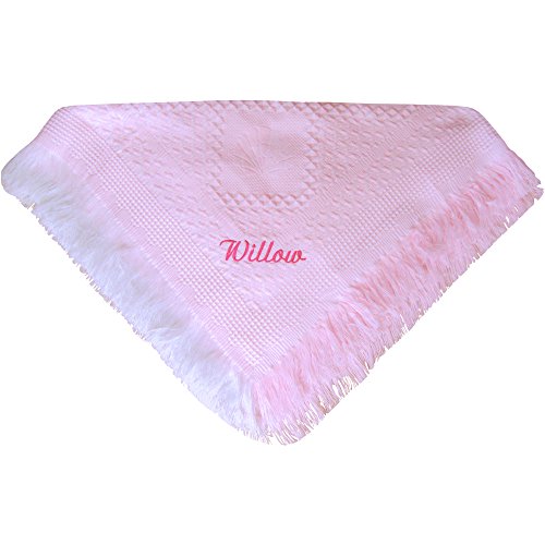 Baby Girls Super Soft Pink Personalised Embroidered Shawl
