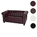 Produktbild Luxus 2er Sofa Loungesofa Couch Chesterfield Kunstleder ~ eckige Füße, rot-braun
