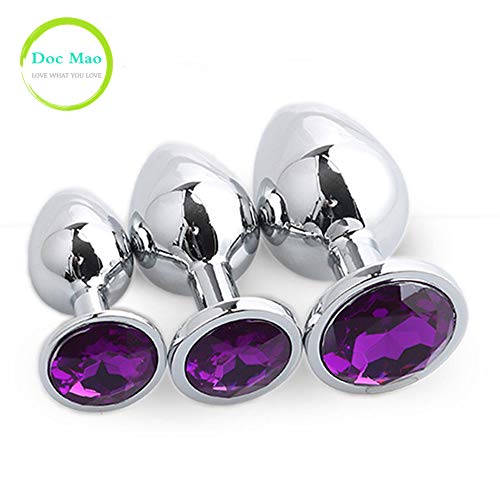 Doc Mao Enchufe de Acero Inoxidable con diseño de Joyas Color púrpura Oscuro (3 PCS)