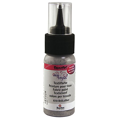 Rayher Hobby 38483610 My Style Textilfarbe, metallic, 29 ml Flasche auf Blisterkarte, brilliantsilber