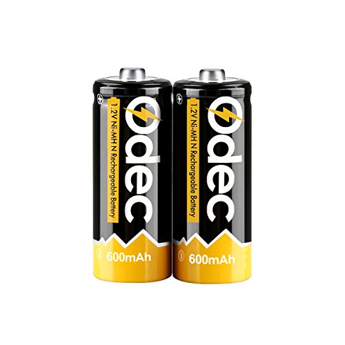 Odec N batteria, 2 confezione da 600 mAh 1.2 V batterie ricaricabili N E90 Mn9100 LR1 AM5 - Button top