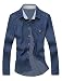 Move&Moving(TM) Men Stylish Single Breasted Round Hem Point Collar Casual Denim Shirt Blue XS