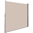 TANGZON Retractable Side Awning, Aluminum Outdoor Privacy Screen Fence with Convenient Handle, Garden Blind Privacy Divider Wind Breaker for Patio Balcony Terrace (300 x 180cm, Beige)