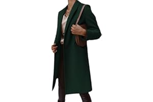 Onsoyours Femme Manteau à Col Montant Blazer Jacket Trench Coat Bouton de Mode Long Veste OL Vintage Chaud Manches Longues en Laine Cardigan Blouson Automne Hiver