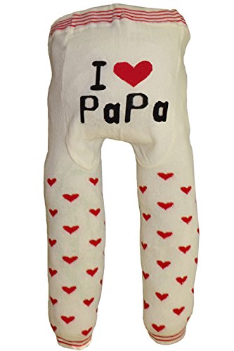 Baby and Toddler Wooly leggings by Dotty Fish girls Cream I Love Papa - 95cm/24+ months