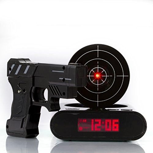 Digital Alarm Clock, Webat Digital Alarm Clock Lock N' load Gun Alarm Clock Laser Target Gaming Clock-Black