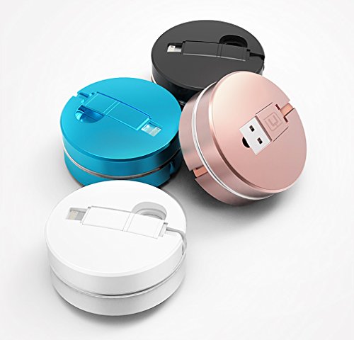 2 in 1 Lightning und Micro USB Einziehbares Kabel, cafele 1 m/Auslöser praktisch, aufrollbares Lightning und Micro USB Laden & Sync Daten Travel Kabel Adapter für iOS (8/9/10) & Android Phones Tablets - 9