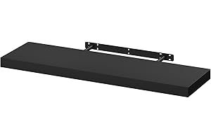 WOLTU Mensola da Muro Rettangolare Scaffale Libreria a Parete Decorazione per Cameretta Ufficio Porta CD/Dvd in Legno Nero 80cm RG9318sz