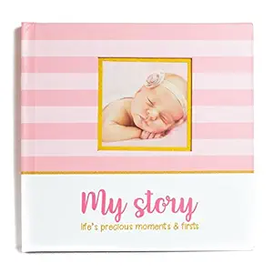 First Year Baby Memory Book & Baby Journal (3 Color Styles Available). Perfect for Boys or Girls Baby Shower Gift. First 5 Years Scrapbook Keepsake & Photo Journal. Unisex Pink