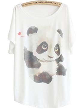 Luna et Margarita Frauen und Mädchen druckte weißes T-Shirt mit Fledermausärmel in Baumwolle