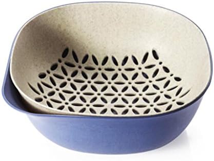 ZHDC® Double-layer Fruit Basket, Wash Vegetables Basket Drain Basket Double Layer Plastic Wash Basin Personality Living Room Creativity Household Fruit Tray Purple Orchid Army Green Purple True Color 23*23*9.7cm Japanese style Ceramic bowl ( Color : Military green )