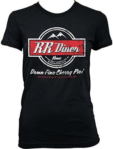 9265L RR Diner Womens T-Shirt Twin Peaks Double White The Great Northern Hotel Lora Palmer Mystery(LargeBlack)