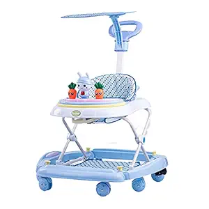 GoodLuck Baybee Bambi Round Baby Walker for Kids | Music Function with Canopy 3 Position Height Adjustable kis Walker,Activity Walker for Babies/Childs (6 Months to 2 Years) (Blue)