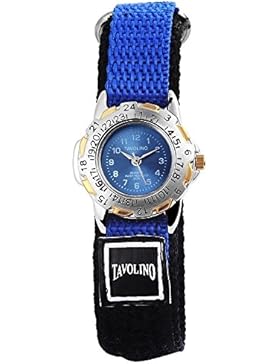 Blaue Tavolino Kinder Teeny Armbanduhr analoge Textil Klettband Kinderuhr 3ATM