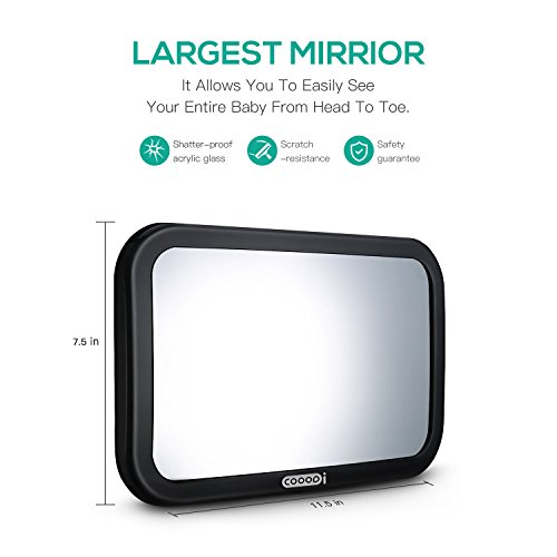 COOODI Rücksitzspiegel für rückwärts gerichteten Kindersitz für Babyschalen schwarz für Autositz Einstellbar Babyschalenspiegel Sicherheitsspiegel Babyspiegel - 2