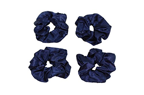 GIZZY® Ladies, Girls Set of 4 Navy Blue Satin Elasticated Hair Scrunchies.