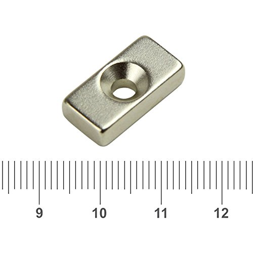 MAGNETS365 N35 starke Neodym Quadermagnete 20*10*6mm mit Senkung Bohrung Loch (20stück) - 3