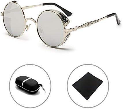 Retro Hippie Circle Punk Sunglasses Round Metal Frame Men Women Vintage Circle Lens Eyewear HUANXIN