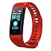 Produktbild Blutdruck und Herzfrequenz Armband, yustar 2,4 cm Touch Bildschirm Blut Sauerstoff Überwachung Sport Tracker – Sleeping Kontrolle – Schrittzähler – Smart Reminder – Stoppuhr M rot