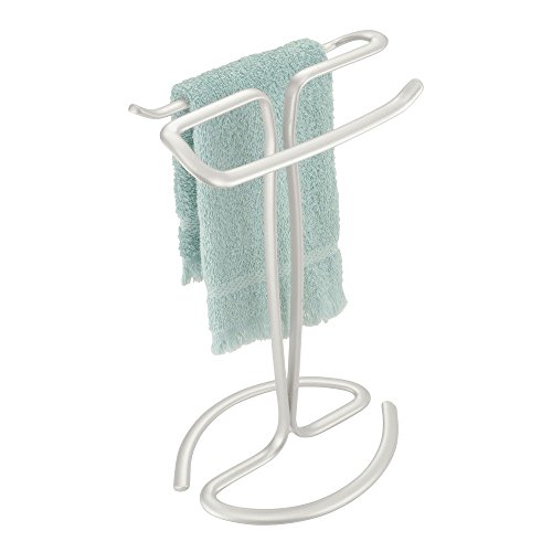 InterDesign Axis Bad Handtuchhalter für Waschtisch | eleganter Handtuchständer mit 2 Handtuchstangen | praktischer Handtuchhalter ohne Bohren | Metall weiß - 3