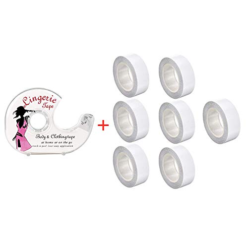 Nastro biadesivo, 7 rotoli di nastro adesivo per vestiti alla moda, 5 metri, con 7 nastri e 2 dispenser, per reggiseno segreto, totale 35 metri