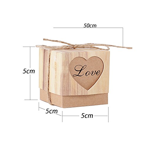 100 Stk. Gastgeschenk Box inkl. Juteschnur 5x5x5 cm Geschenkbox für Hochzeit, Taufe usw. Pralinenschachtel süßigkeiten Bonboniere - 2