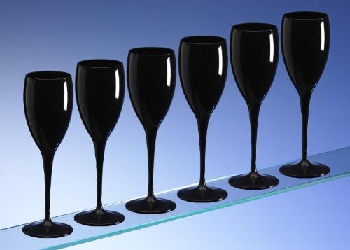 Avenue's Premium Unbreakable Polycarbonate Jet Black Champagne Flutes 190ml (set of 6). Ideal inside or out for Home use, bars, camping/glamping, festivals and barbecues