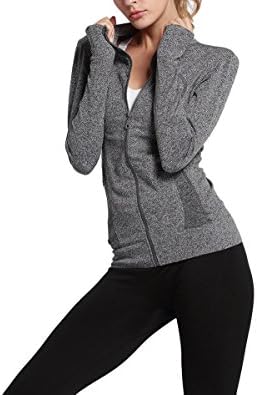 Thriving Prosperous Women's Running Long Sleeve Sweatshirt With Zip Neck For Sport Yoga Jogging