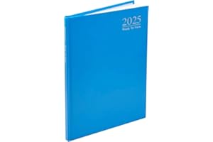 PAULSTORE 2025 A4 / A5 / A6 Diary Day to Page or Week to View Desk Diary Hard Back Casebound Back Cover (Light Blue, A5 Wtv)