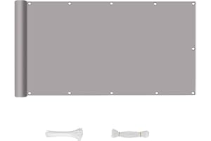 QINGLV Balcony Privacy Protective Screens 60x300cm Balcony Privacy Shield UV Protection Windbreak Garden Privacy Screen With Cable Ties And Rope -Light Grey