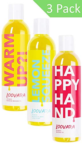 Loovara pack ahorro, aceite de masaje, pack económico de 3 envases| set de aceite hidratante | ingredientes hidratantes y naturales | para juegos eróticos, el sexo o con juguetes sexuales