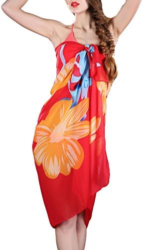 Women Swimwear Sarong Large Butterfly Red Bikini Cover Up Beach Dress Sunscreen SPA Bathing Wrap