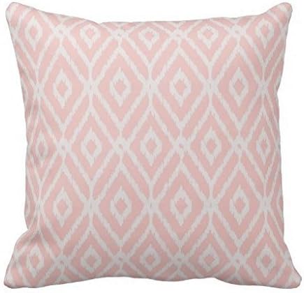 Chic Pastel Blush Pink Ikat Tribal Diamond Pattern Throw Pillow Case Cushion Cover