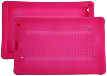 NSSTAR Soft Thick Shockproof Silicone 9 Inch Android Tablet Protective Back Case Cover for ProntoTec,Goldengulf,Dragon Touch,Kocaso,Astro Queo,Andteck,iRulu,AXESS,Artchros,Tagital,NeuTab (Hot Pink)