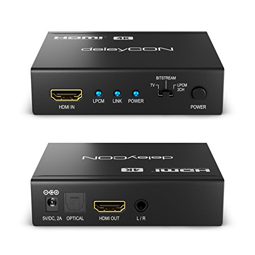 deleyCON 4K HDMI Audio Extractor Konverter Digitaler Audio Adapter Konverter Dolby Digital HDMI SPDIF Toslink Optisch L/R Stereo Digital Analog Wandler - 3