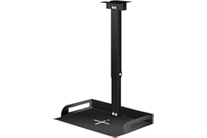 UINEHIOT Projector Stand, Projector Ceiling Mount with Tray for Projector Camera, Carbon Steel Projector Shelf for Wall Ceiling Mount, Height Adjustable No Rotation, 33lbs Load Capacity, in-Tube Cable Routing