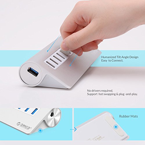 ORICO Aluminium USB Hub Portable, 10 Ports, USB 3.0 Highspeed Datenhub mit Netzteil und 1 m USB 3.0 Kabel für Notebook Ultrabook Tablet MacBook iMac - 4