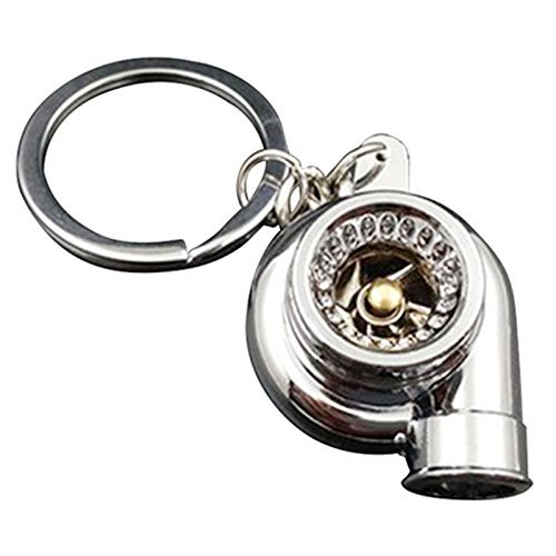 Preisvergleich Produktbild Turbolader Schluesselanhaenger - TOOGOO(R) Gleitlagern Spinning Goldene Autoteile Modelle Turbine Turbolader Schluesselanhaenger Schluesselanhaenger Silber