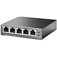 TP-Link TL-SG1005P, 5 Port Gigabit PoE Switch, 4 PoE+ Ports @65W, Desktop, Plug & Play, Sturdy Metal w/ Shielded Ports, Fanless, QoS & IGMP Snooping,black