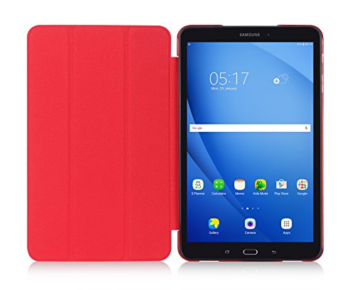 Samsung Galaxy Tab A 10.1 Hülle, IVSO Ultra Schlank Ständer Slim Leder zubehör Schutzhülle mit Automatischem Schlaf Funktion für Samsung Galaxy Tab A 10.1 Zoll Wi-Fi/ LTE (2016) SM-T580N/SM-T585N Tablet-PC perfekt geeignet, Slim Rot - 5