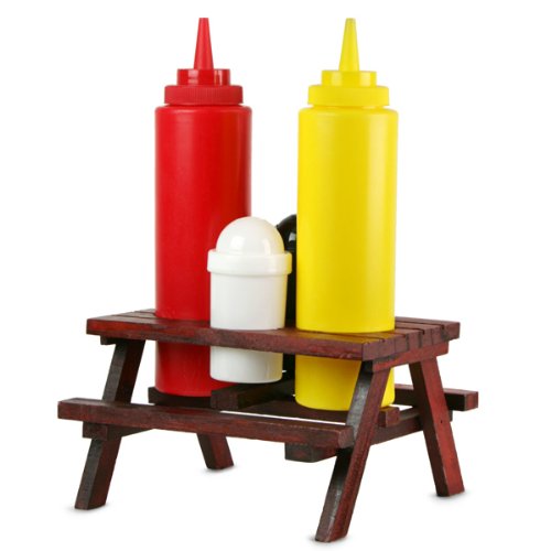 Gewürzhalter Gewürzregal Salz Pfeffer Streuer Ketchup Flasche Picknicktisch - 2