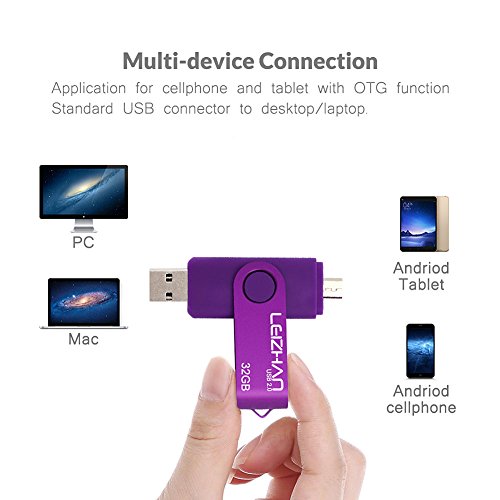 LEIZHAN 32GB OTG (On the Go) USB Dual Port (USB 2.0 und Micro USB) Speicherstick Schwenken Flash Drive Externer SpeichergerÃ¤t USB Stick zum Android Smartphone & Tablet Lila